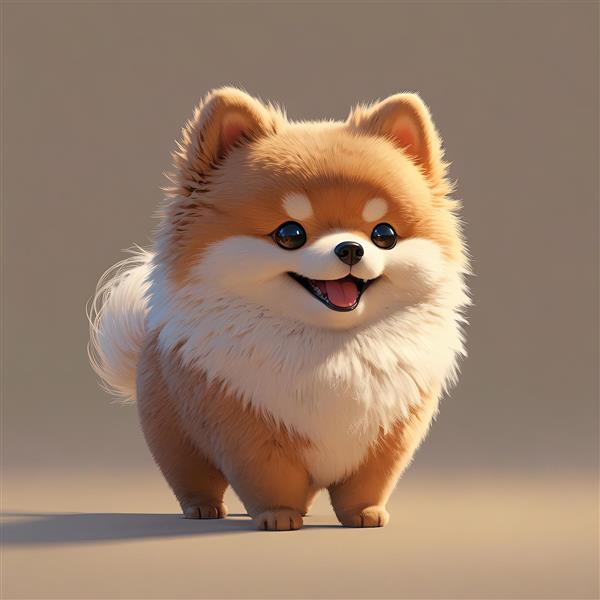 توله سگ پامرانین قهوه‌ای با سینه سفید (تصویر اورجینال باکیفیت و کیوت)