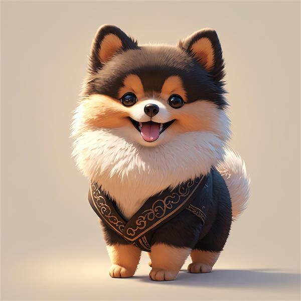 سگ ژرمن/کُرگی شاد با یقه پرچ‌دار مشکی و پلاک قلبی