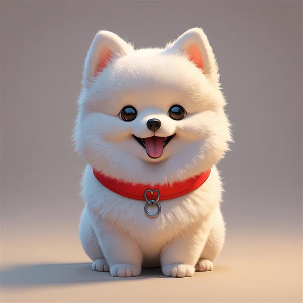 توله دالمیشن کارتونی با یال سفید روی سر و یقه قرمز قلبی