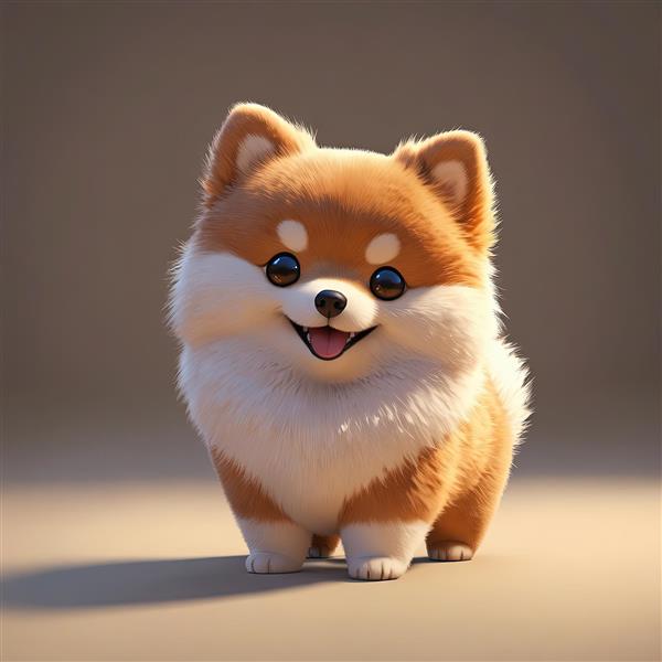 وکتور سگ پامرانین بامزه در حالت ایستاده با پس‌زمینه ساده