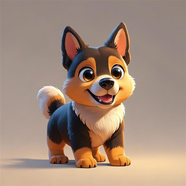 وکتور سگ کُرگی/شپرد کارتونی در حالت ایستاده با سینه سفید