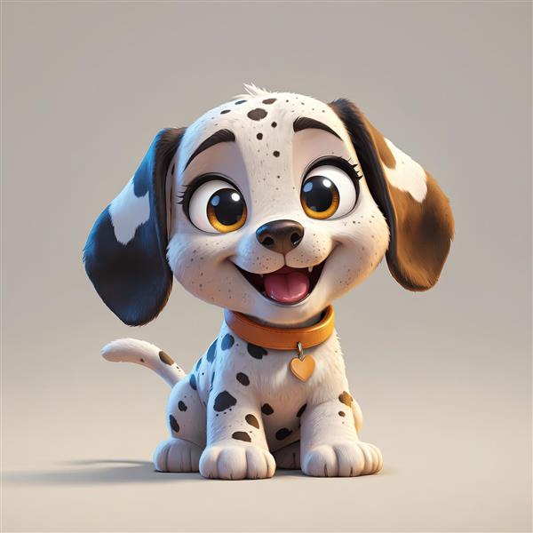 وکتور توله سگ دالمیشن با پوزخند و گوش‌های افتاده (کیفیت بالا)