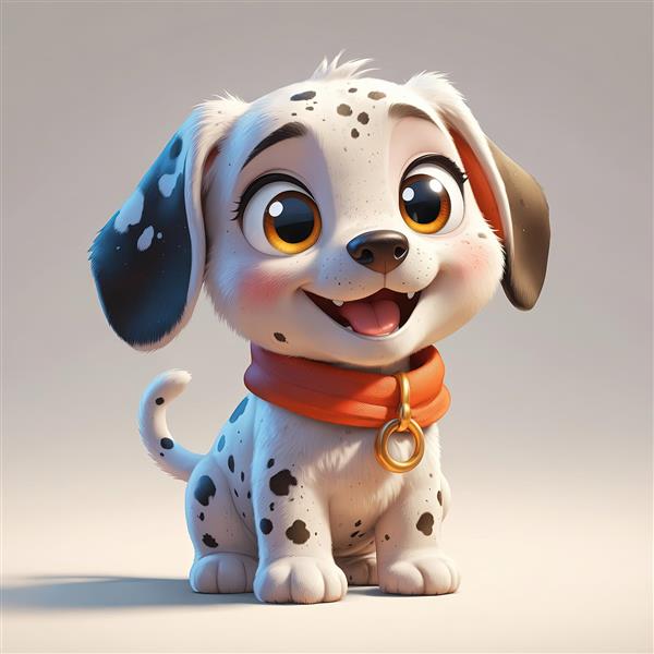 تصویر سگ دالمیشن کارتونی خندان با رنگ‌آمیزی شاد
