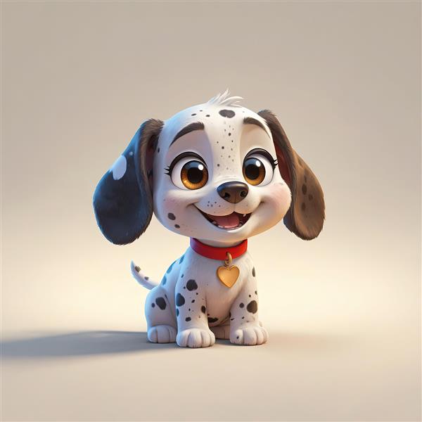 استیکر سگ دالماسین با قلاده قرمز و آویز طلایی، مناسب برای طراحی محصول