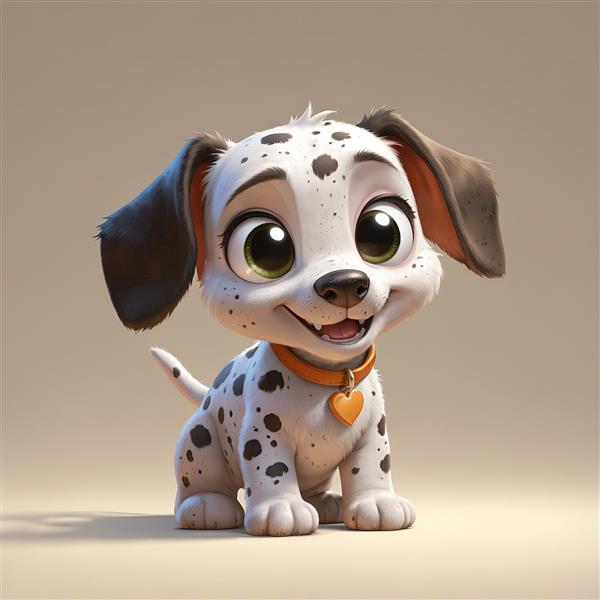 استیکر سگ دالماسین با چشمان عسلی و قلاده نارنجی و آویز قلب