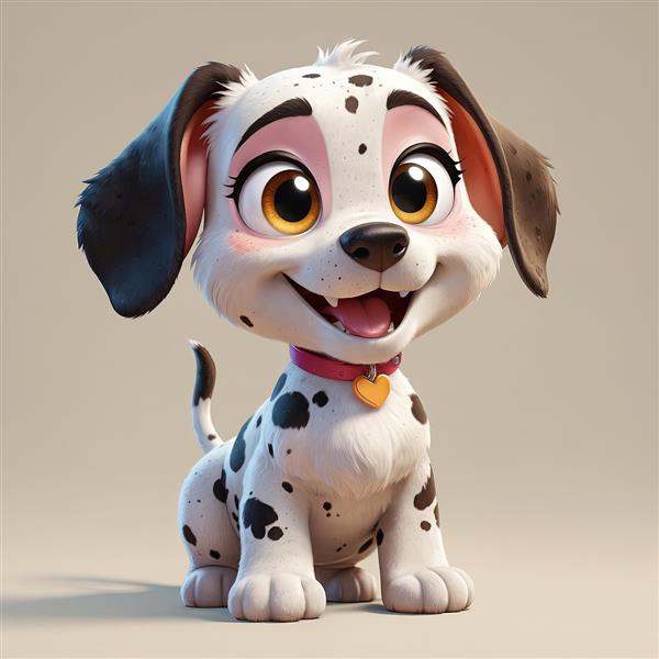 استیکر سگ دالماسین دخترانه با قلاده صورتی و آویز قلب، مناسب تابلو دکوراتیو