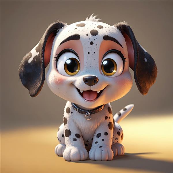 استیکر سگ دالماسین با چشمان عسلی و گونه‌های صورتی، مناسب پوستر کودک