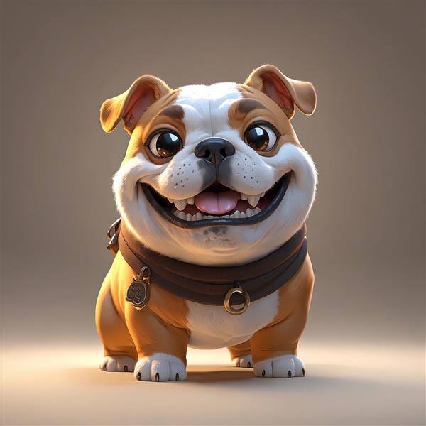 تصویر گرافیکی سگ بولداگ خندان با هارنس ضخیم مشکی برای چاپ پوستر