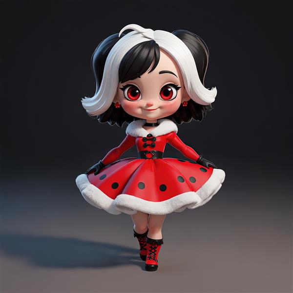 تصویر اورجینال دخترک کارتونی با استایل و پالتوی زمستانی قرمز