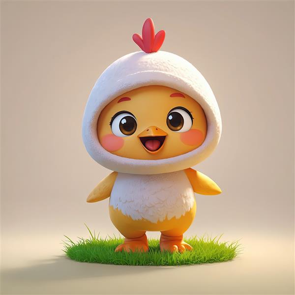 دانلود طرح جوجه طلایی کارتونی با کلاه سفید خزدار برای دکوراسیون