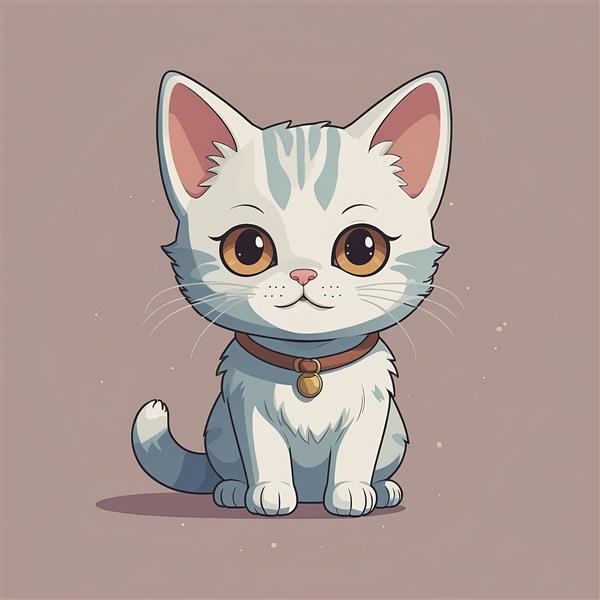 عکس گربه کارتونی سفید و نارنجی کیوت با خال‌های درشت، مناسب چاپ پوستر