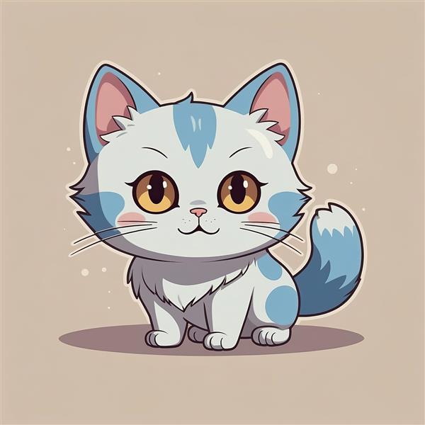 طرح پوستر گربه خندان سفید و آبی برای اتاق کودک