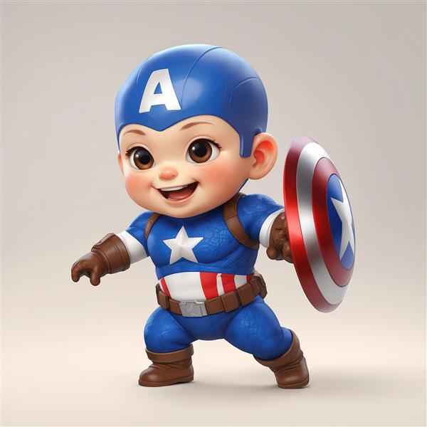 عروسک کاپیتان آمریکا با لباس اورجینال، فیگور 3D کوچک و با کیفیت بالا