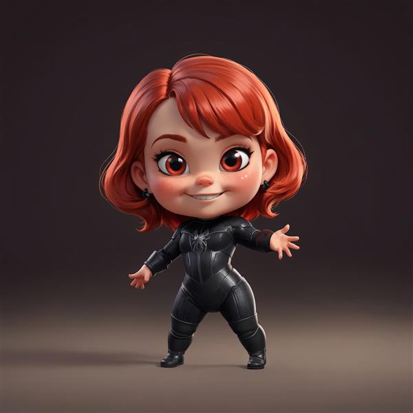 عروسک اسپایدرمن (نسخه دخترانه) با لباس مشکی چسبان و موهای نارنجی، مناسب چاپ