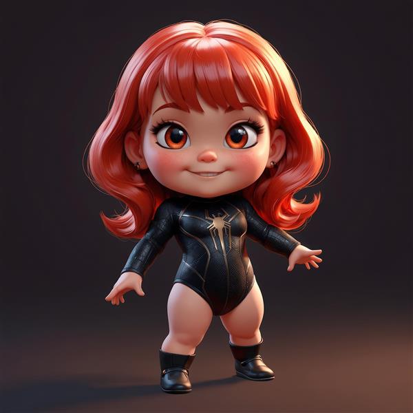 بادی‌سوت دخترانه کارتونی مو نارنجی با طرح اسپایدر، تصویر دکوراتیو باکیفیت