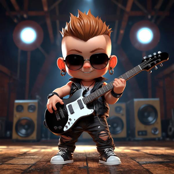 نوازنده گیتار الکتریک چوبی با موی قهوه‌ای و عینک طبی، در پس‌زمینه سفید و مینیمال