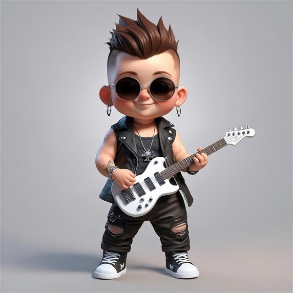 نوازنده گیتار الکتریک سفید با موی قهوه‌ای، در پس‌زمینه روشن و مینیمال استودیویی با لبخند