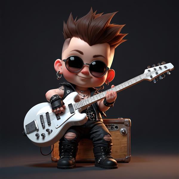 نوازنده گیتار الکتریک قرمز با موی قهوه‌ای، در پس‌زمینه ساده و نورپردازی محیطی