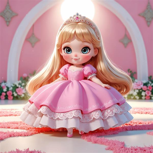 عکس باکیفیت پرنسس در قصر صورتی برای پوستر اتاق دخترانه