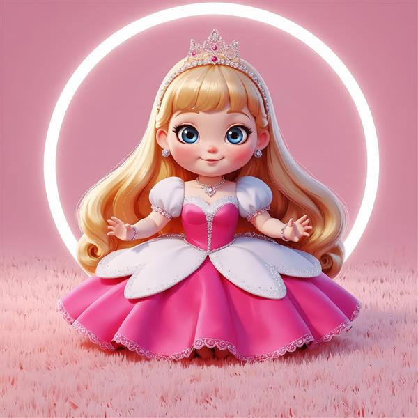 عکس پرنسس فانتزی با حلقه نورانی نئون برای پوستر اتاق کودک مدرن