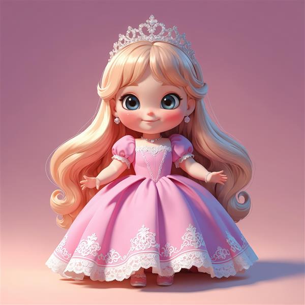 دانلود عکس عروسک پرنسس با تاج الماسی برای چاپ تابلو اتاق کودک