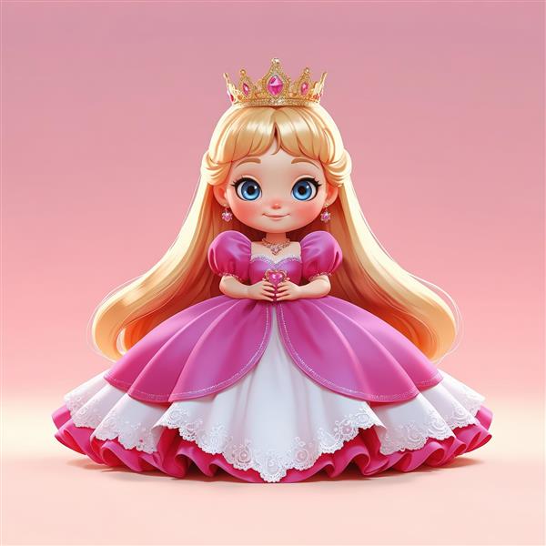 عکس پرنسس فانتزی با لباس سفید صورتی و قلب در دست برای پوستر