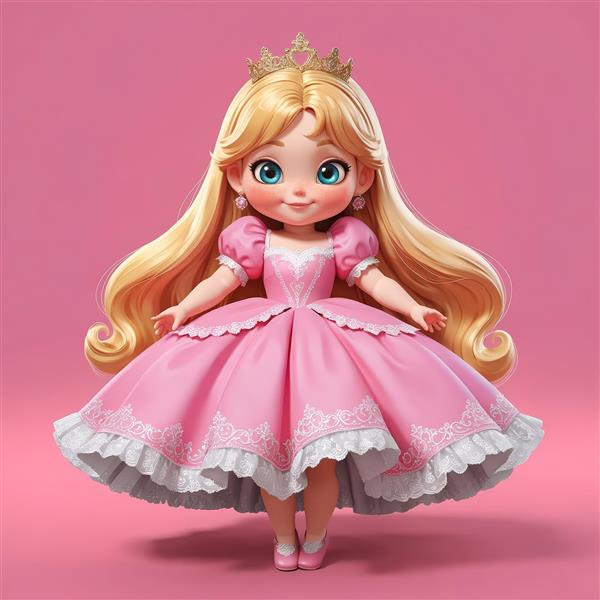 عکس پرنسس فانتزی ایستاده با موی بلوند برای تابلو دکوراتیو اتاق دختر
