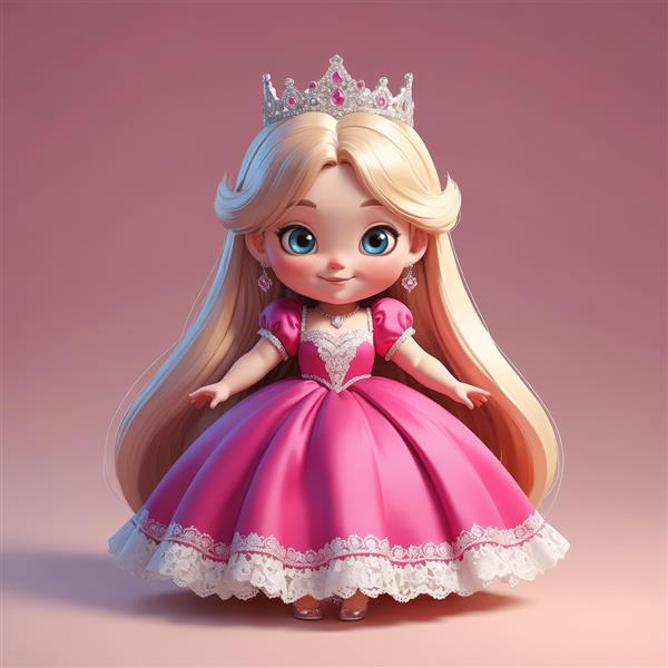 دانلود عکس فانتزی پرنسس با لباس صورتی و تاج نقره‌ای برای چاپ تابلو