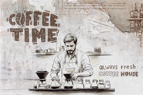 پوستر دیواری سبک صنعتی مخصوص کافی‌شاپ