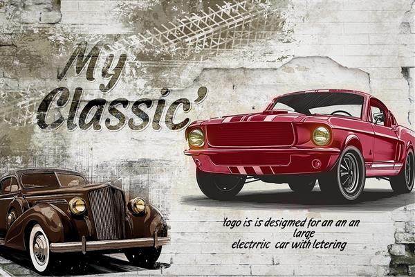 پوستر دیواری خودروهای کلاسیک برای نمایشگاه و گاراژ ماشین