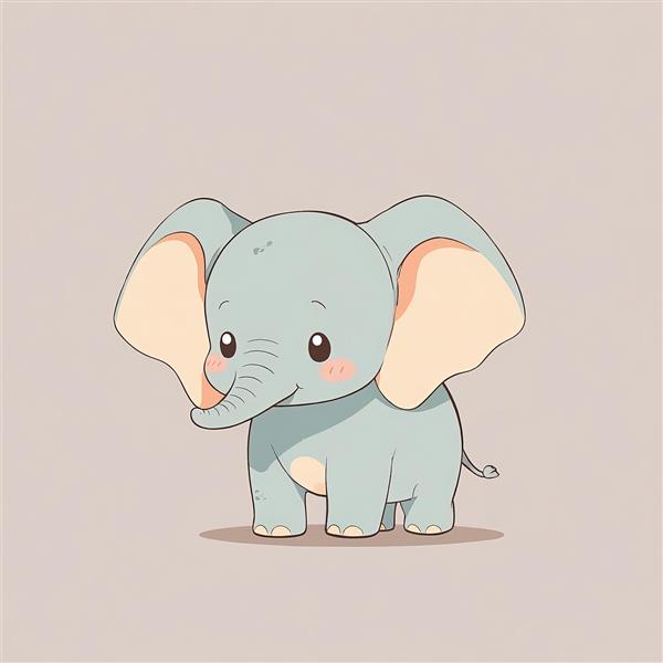 فیل آبی کارتونی دامبو، طرح کیوت وکتور با ژست ایستاده، پس‌زمینه بژ خنثی، مناسب چاپ پوستر دکوراتیو