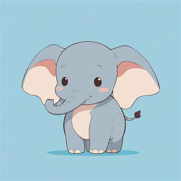 بچه فیل انیمه‌ای خاکستری و آبی دامبو تصویر عروسکی کیوت با گوش‌های بزرگ وکتور برای اتاق کودک