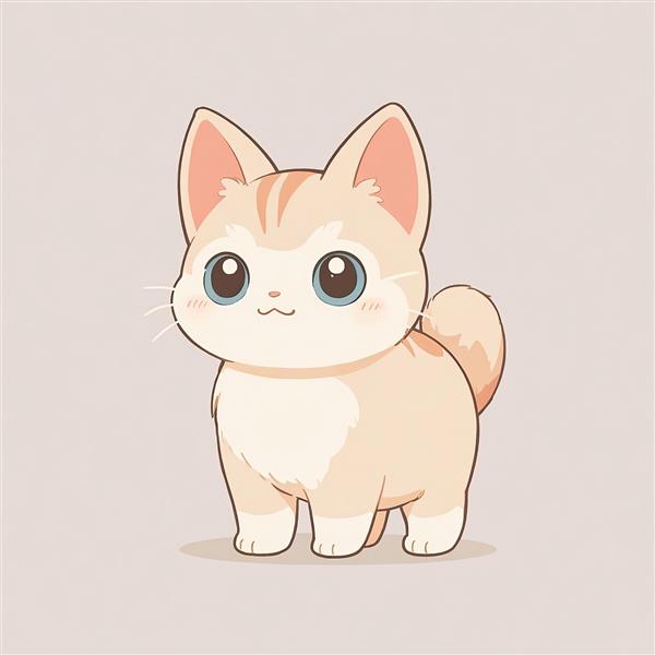 بچه گربه نارنجی انیمه‌ای (نکو) تصویر استاک کارتونی با چشمان آبی پوستر دکوراتیو حیوانات