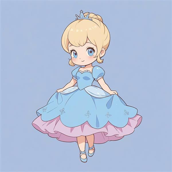 پرنسس دیزنی (سیندرلا) عروسک انیمه‌ای لباس آبی و صورتی تصویر چاپی با کیفیت بالا