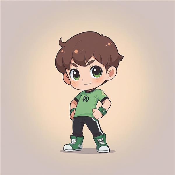 بن تن چیبی: تصویر اورجینال قهرمان بنجامین تنیسون با لباس سبز نمادین برای چاپ پوستر