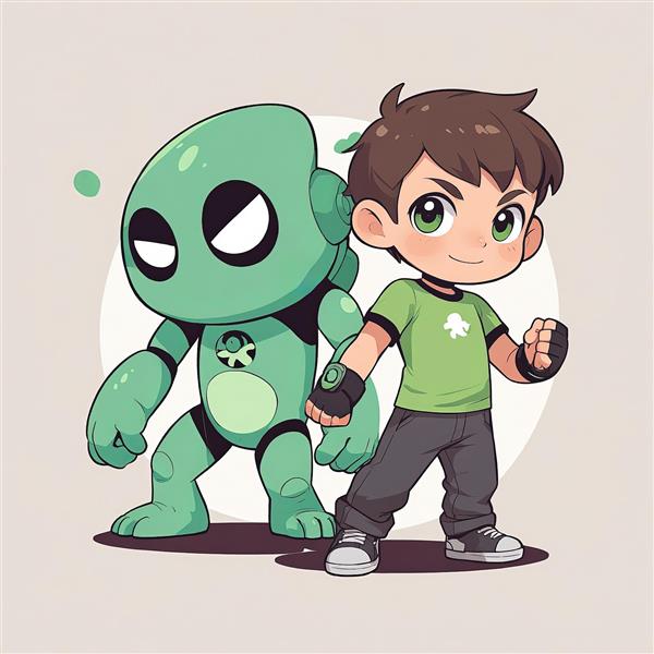 بن تنیسون و گراولر (بیگ بوی) چيبی با لباس روزمره وکتور رفاقتی