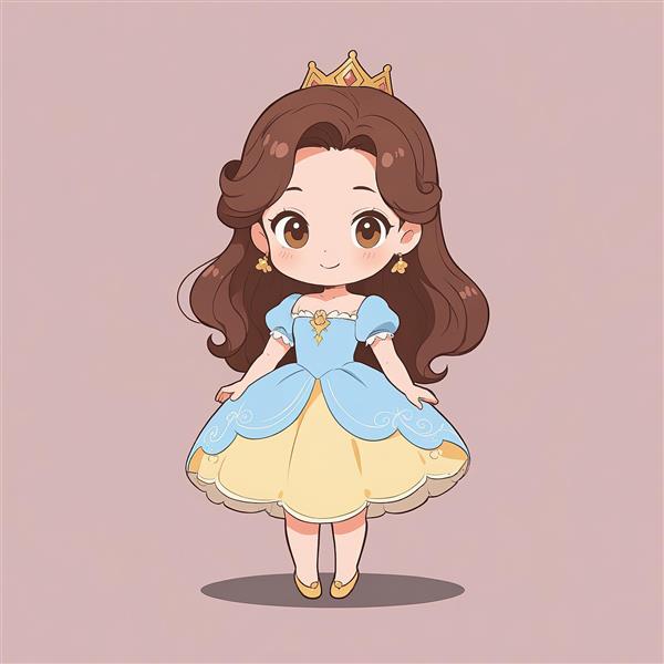 دانلود عکس پرنسس بل در انیمیشن دیو و دلبر با لباس آبی و زرد – استایل مانگا