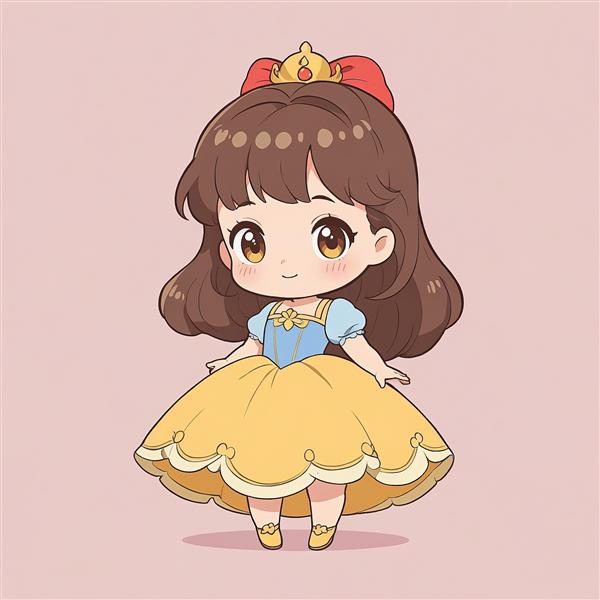 طرح دکوراتیو پرنسس بل در انیمیشن دیو و دلبر با پاپیون و تاج کوچک