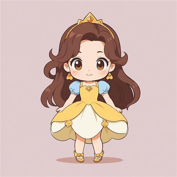 طرح چاپی پرنسس بل در انیمیشن دیو و دلبر با دامن گلدوزی شده – وکتور چیبی