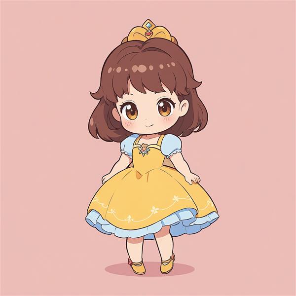 وکتور کارتونی پرنسس بل در انیمیشن دیو و دلبر ایستاده با دامن چین‌دار