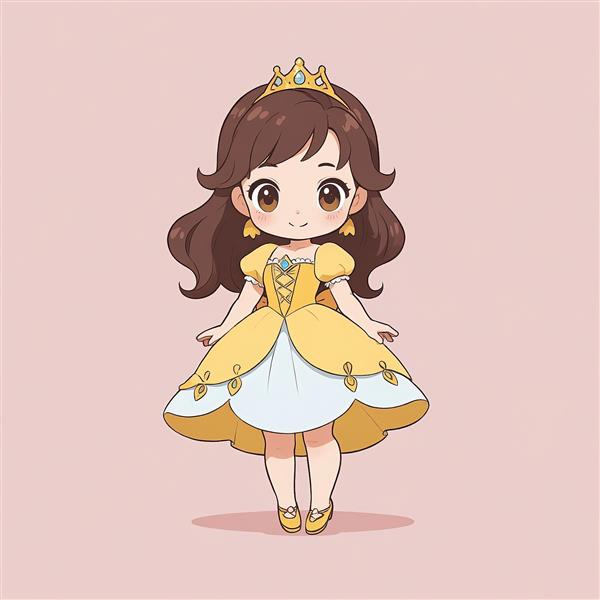 دانلود طرح پرنسس بل در انیمیشن دیو و دلبر با تاج کوچک و زمینه صورتی ملایم