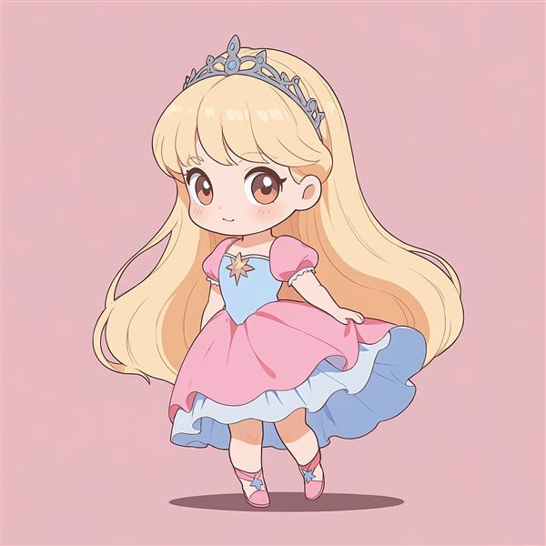 وکتور پرنسس آرورا (زیبای خفته) با استایل باله و لباس صورتی و آبی، طرح کارتونی با پس زمینه صورتی ملایم