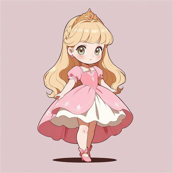 طرح گرافیکی پرنسس آرورا با لباس دامن‌پف‌دار صورتی و کفش باله برای چاپ تابلو