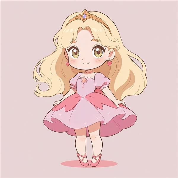 تصویر کارتونی شاهزاده آرورا با لباس باله صورتی و گوشواره قلبی برای دکوراسیون