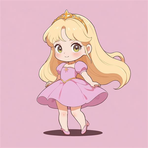 وکتور شاهزاده آرورا (زیبای خفته) با موی بلوند و لباس باله صورتی برای اتاق کودک