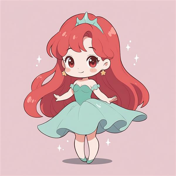 تصویر کارتونی شاهزاده آریل بامزه با لباس آبی روشن و گوشواره ستاره‌ای