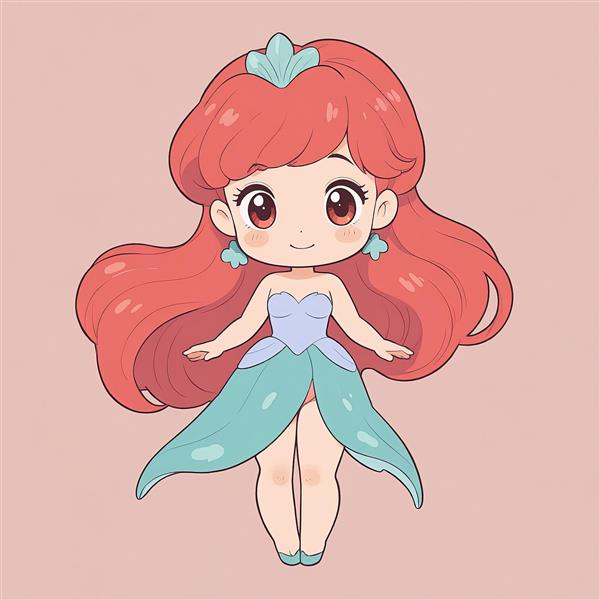 تصویر عروسکی آریل با تاج و لباس کوتاه آبی در حالت دست به سینه (پوستر دخترانه)