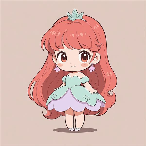 طرح گرافیکی عروسک کارتونی پرنسس آریل با لباس آبی و دامن بنفش مناسب چاپ روی تابلو