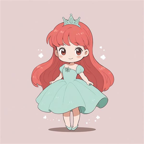 تصویر آریل پرنسس کارتونی زیبا با تاج و موهای بلند صورتی برای پوستر اتاق کودک آریل پری دریایی