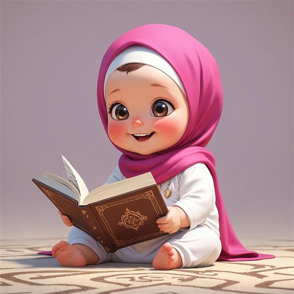 عکس فانتزی نوزاد مسلمان با حجاب و قرآن و جشن تکلیف